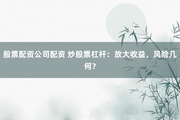 股票配资公司配资 炒股票杠杆：放大收益，风险几何？