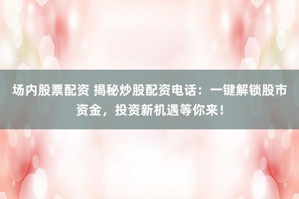 场内股票配资 揭秘炒股配资电话：一键解锁股市资金，投资新机遇等你来！