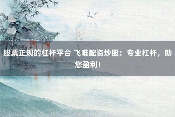股票正规的杠杆平台 飞唯配资炒股：专业杠杆，助您盈利！