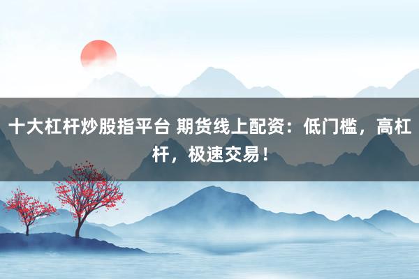 十大杠杆炒股指平台 期货线上配资：低门槛，高杠杆，极速交易！