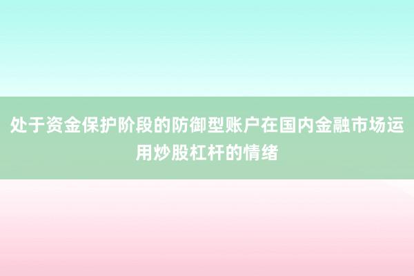处于资金保护阶段的防御型账户在国内金融市场运用炒股杠杆的情绪
