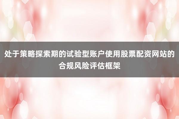 处于策略探索期的试验型账户使用股票配资网站的合规风险评估框架