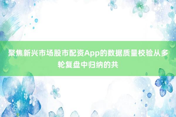 聚焦新兴市场股市配资App的数据质量校验从多轮复盘中归纳的共