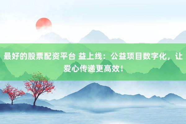 最好的股票配资平台 益上线:公益项目数字化,让爱心传递更高效!