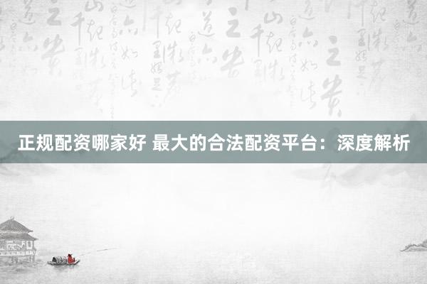 正规配资哪家好 最大的合法配资平台：深度解析