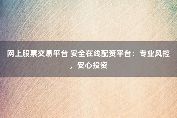 网上股票交易平台 安全在线配资平台:专业风控,安心投资